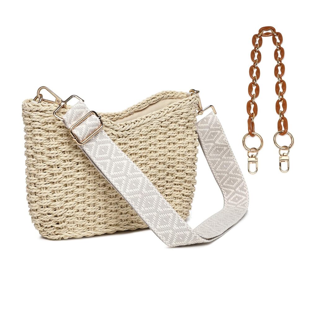 3733 Handmade Woven Shoulder Bags Straw Crossbody Purse Stylish Beach Hobo